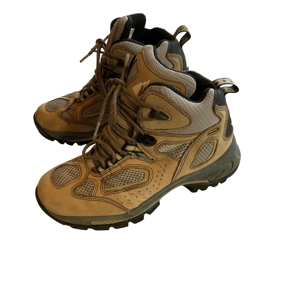 Vasque Hiking Boots Women 9M Tan Brown Leather Vibram Trail Shoes 7465 M